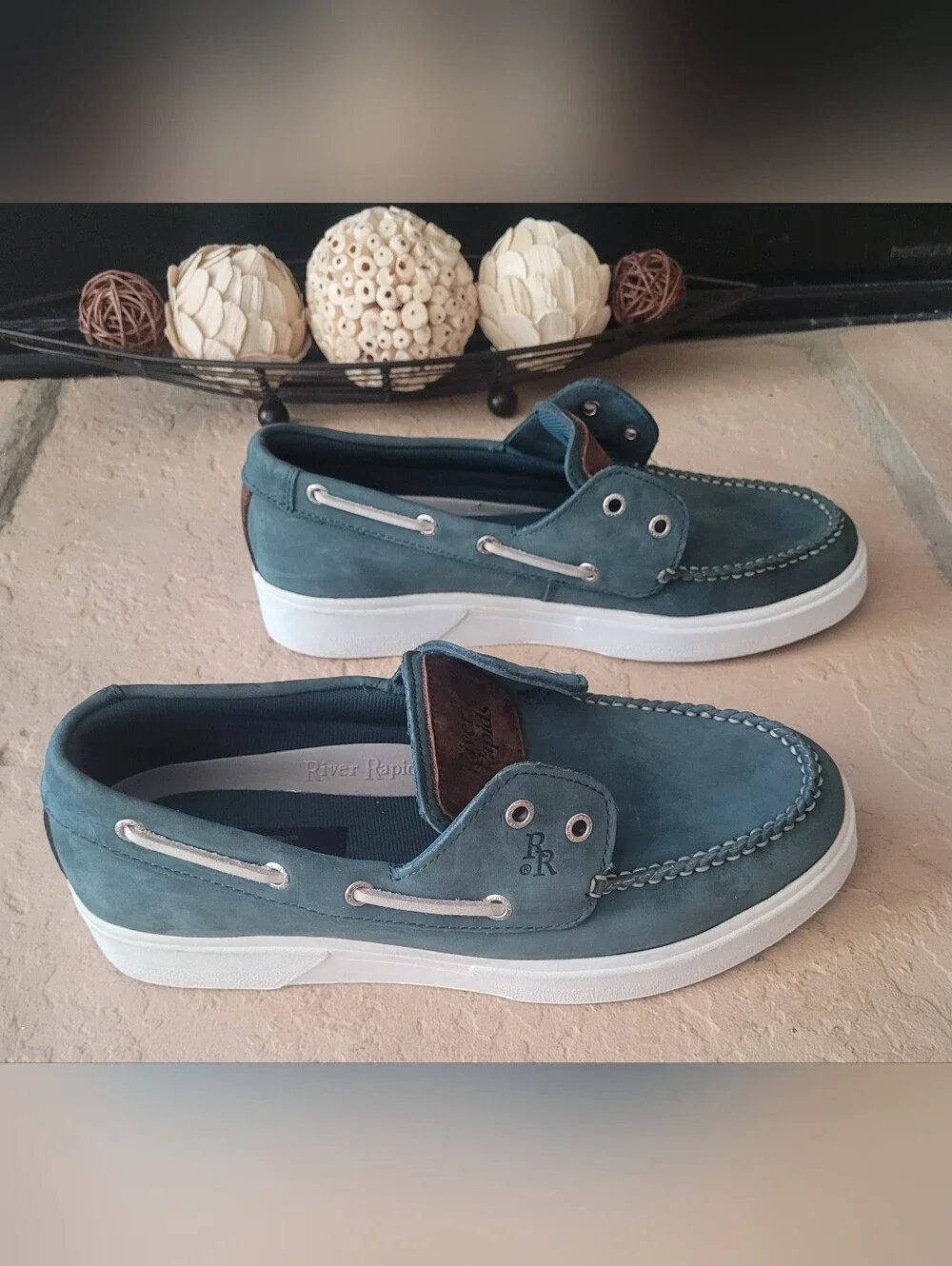 Size 10 River Rapids Top-Sider Casual Blue Leather Boat Shoe Men Loafers